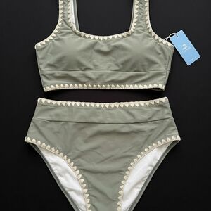 Cupshe Sage Bikini with Cream Trim